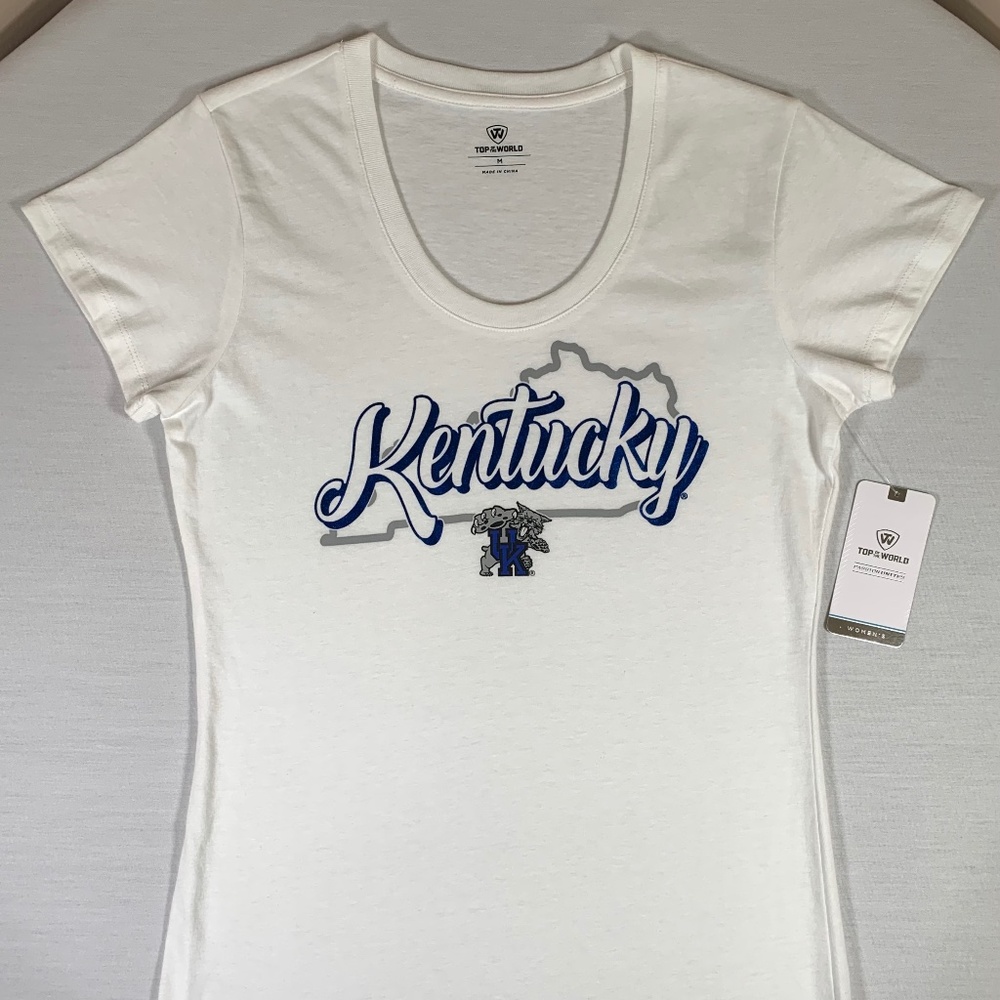 KENTUCKY WILDCATS SHIRT WOMENS MEDIUM NCAA WHITE BLUE